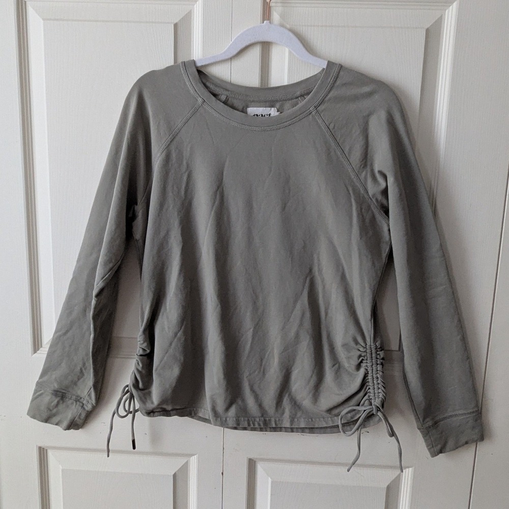 Pact Perfectly Lightweight Cinched Crewneck Sweatshirt Women Sz L Sage Green